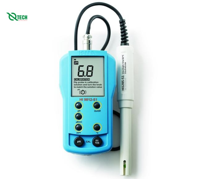 Máy đo pH/EC/TDS/Nhiệt độ Hanna HI9812-51 (0.0~14.0pH, 0~1999µS/cm, 0.0~60.0°C)