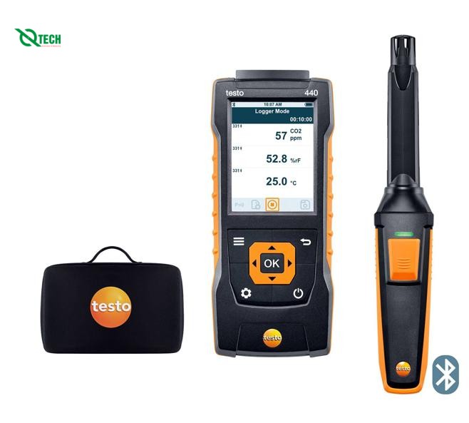 Máy đo CO2 Testo 0563 4405 (0 đến 10000 ppm,Bluetooth,bộ Kit Testo 440)