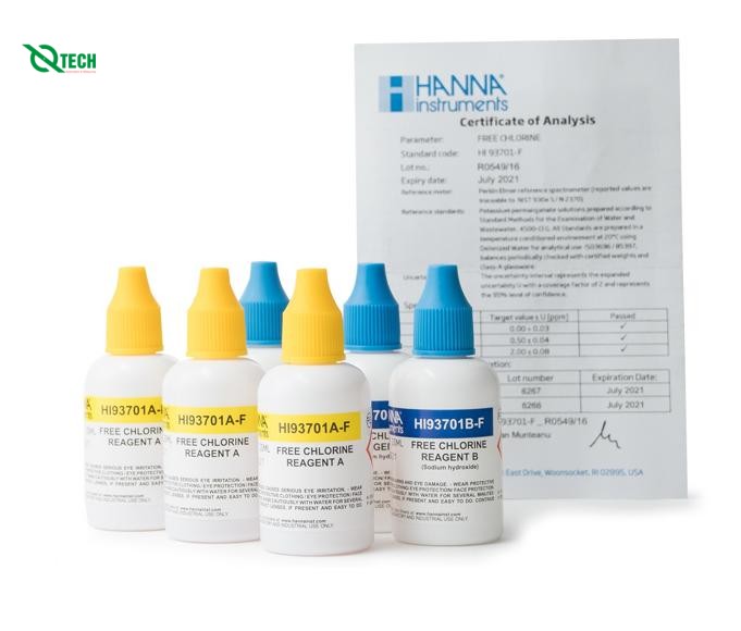 Thuốc Thử Đo Clo Dư Dạng Nước Hanna HI93701-F (0 đến 5 mg/L Cl2,300 Lần Đo)