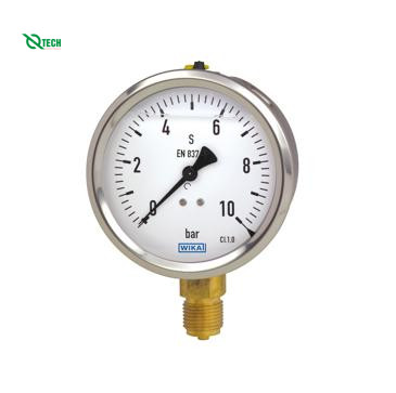 Đồng hồ đo áp suất WIKA 213.53 (-1 Bar/mmHg,dial 100,lower mount)