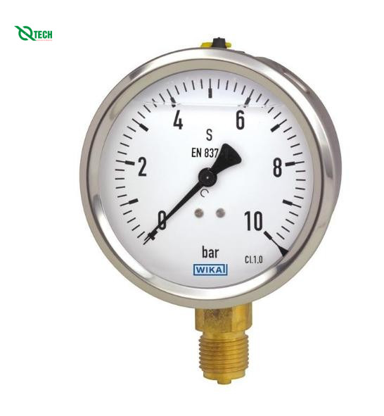 Đồng hồ đo áp suất WIKA 213.53(10 Bar,dial 100,chân đứng G1/2B)