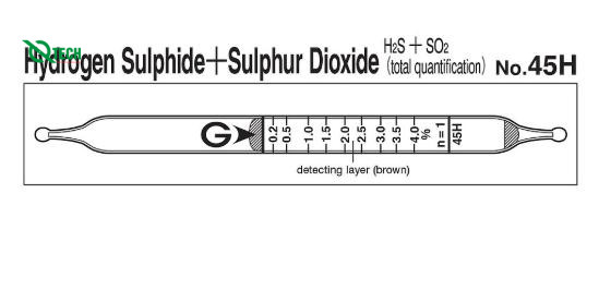 Ống phát hiện nhanh khí Hydrogen sulphide + Sulphur dioxide H2S+SO2 Gastec 45H (0.02 ~ 8.0%)
