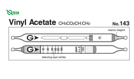 Ống phát hiện nhanh Vinyl acetate CH3CO2CH:CH2 Gastec 143 (5~250ppm)