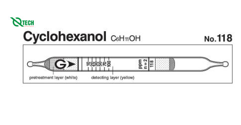 Ống phát hiện nhanh Cyclohexanol C6H11OH Gastec 118 (5 ~ 100 ppm)