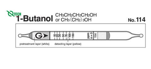 Ống phát hiện nhanh 1-Butanol CH3CH2CH2CH2OH Gastec 114 (10 ~ 150 ppm)