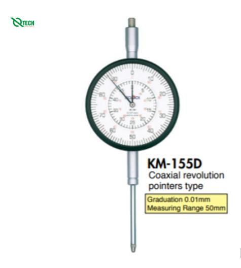 Đồng hồ so dải đo lớn TECLOCK KM-155Df (50mm/0.01mm; Lưng phẳng)