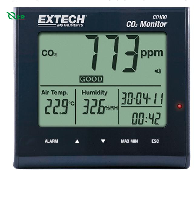Máy đo khí CO2, nhiệt độ không khí và độ ẩm để bàn EXTECH CO100 (0 - 9,999ppm)