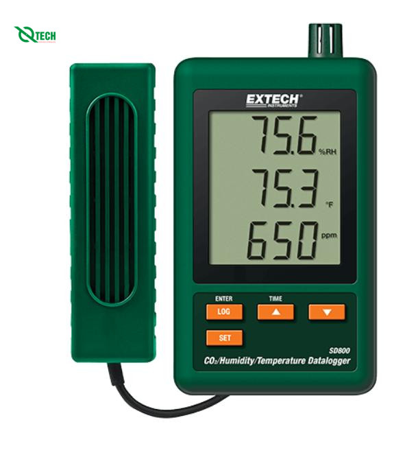 Máy đo khí CO2, nhiệt độ không khí và độ ẩm để bàn EXTECH SD800 (0 đến 4,000ppm, Có bộ ghi dữ liệu)
