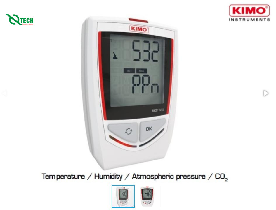 Datalogger ghi nhiệt độ, độ ẩm, áp suất khí quyển, khí CO2 KIMO KCC320
