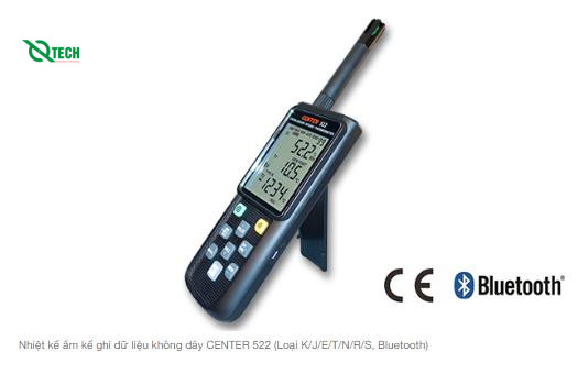 Nhiệt kế ẩm kế ghi dữ liệu không dây Center 522 (Loại K/J/E/T/N/R/S, Bluetooth)