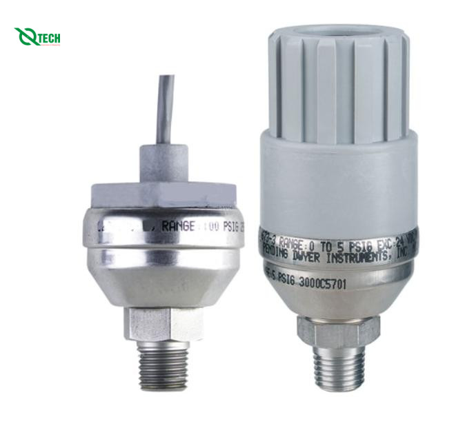 Bộ truyền áp suất thép không gỉ tiết kiệm, đầu ra 4-20 mA, độ chính xác 0.25% Dwyer 673-1 (Gauge, 1 psi)