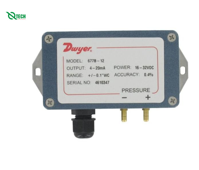Máy phát chênh lệch áp suất Dwyer 677B-01 (Differential, 0.1 inH₂O, Barbed Fitting, 3/16 in, IP65, NEMA Type 4)