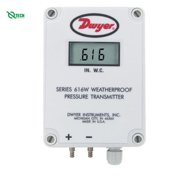 Máy phát áp suất chênh lệch áp suất thấp Dwyer 616WL-2 (ifferential, 0.25 inH₂O, Stepped Barb Fitting, 1/8 in, 3/16 in, IP66, NEMA Type 4X)