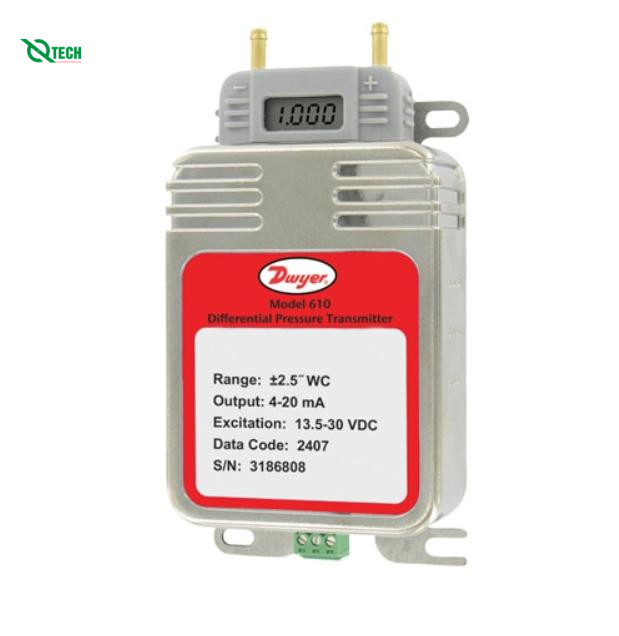 Máy phát áp suất chênh lệch thấp Dwyer 610-00C-BNE (Differential, 0.05 inH₂O, Barbed Fitting, 3/16 in, Fire Retardant)