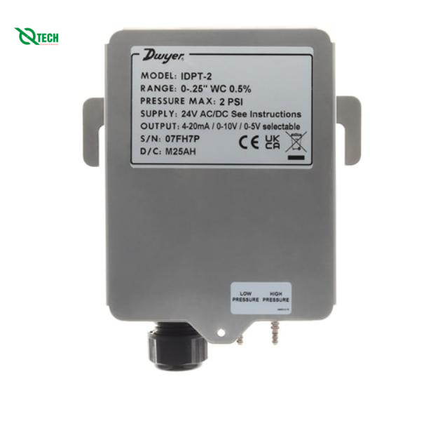 Bộ phát áp suất chênh lệch công nghiệp, chống nước Dwyer IDPT-12U-IN (Differential, 0.25 inH₂O, Barbed Fitting, 3/16 in, IP11, NEMA Type 2)