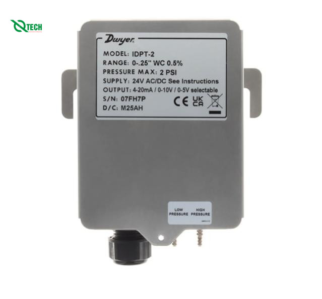 Bộ phát áp suất chênh lệch công nghiệp Dwyer IDPT-27U-IN (Differential, 10 inH₂O, Barbed Fitting, 3/16 in, IP11, NEMA Type 2)